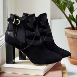 Sézane Chelsea buckle heeled suede boots